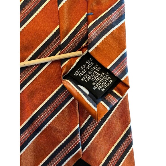 Paul Smith tie Stripe necktie Burnt Gold and Blue 100% Silk made in Italy - Picture 4 of 5